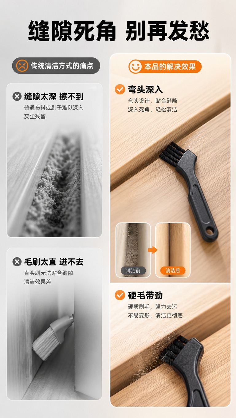 [商品] 使用【图1】中的黑色弯头缝隙清洁刷；保留黑色塑料手柄… - 图片创意预览