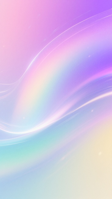 一张充满科技感的渐变背景图，整体呈现柔和流动的色彩效果，以粉紫色为基调，融合了淡蓝色、浅绿色和淡黄色等多种低饱和度的虹彩渐变，光线从中心向四周柔和扩散，形成朦胧的光晕效果，色彩过渡平滑自然，带有轻微的磨砂质感和细腻的光纹流动，整体氛围梦幻而富有未来科技感，适合作为科技产品或创新概念的背景设计。预览效果