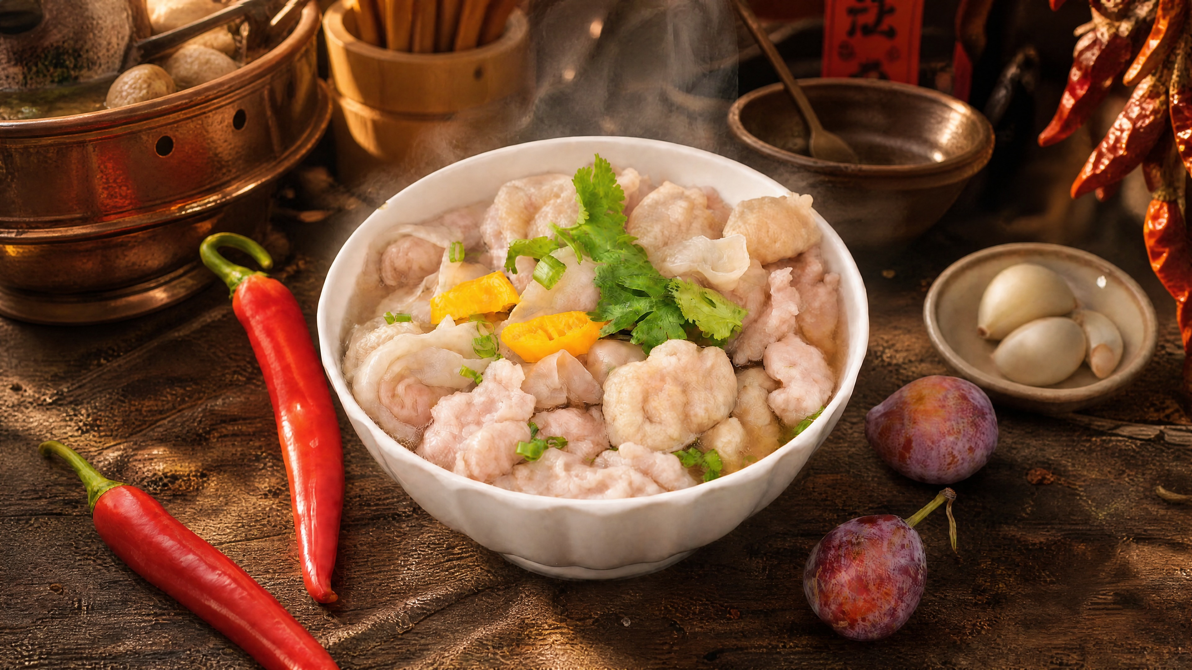 肉燕肉片汤碗严格参照上传产品图，完整保留碗的造型、汤品、肉燕、… - 图片创意预览