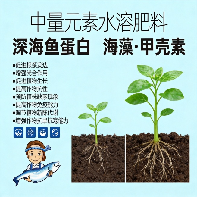 苗期使用效果对比，使用肥康深海鱼蛋白后壮苗对比图，突出促根壮苗功效，拼多多主图1:1预览效果