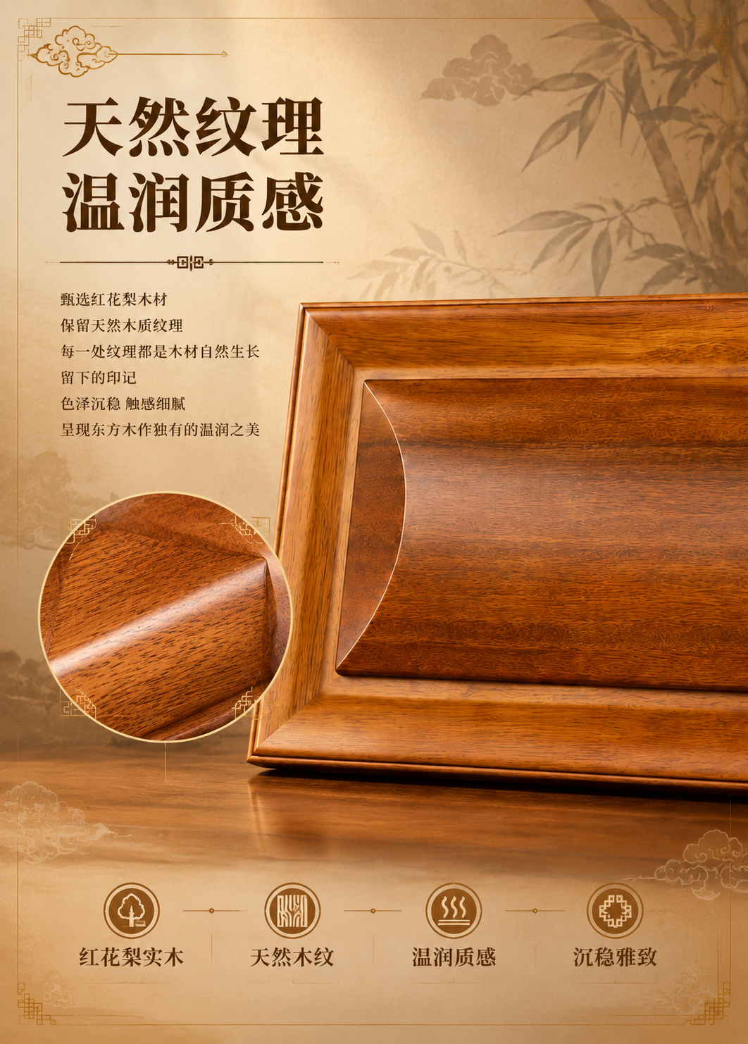 [商品] 使用【图5】怀念红花梨实木骨灰盒端面木纹图；保留红花… - 图片创意预览