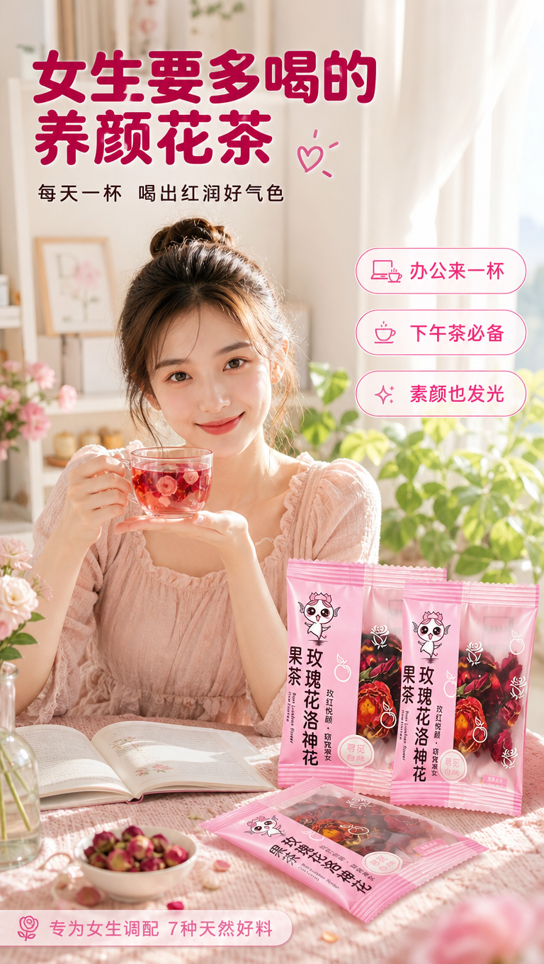 [商品] 使用【图1】玫瑰花洛神花独立小包装果茶；保留粉色包装… - 图片创意预览
