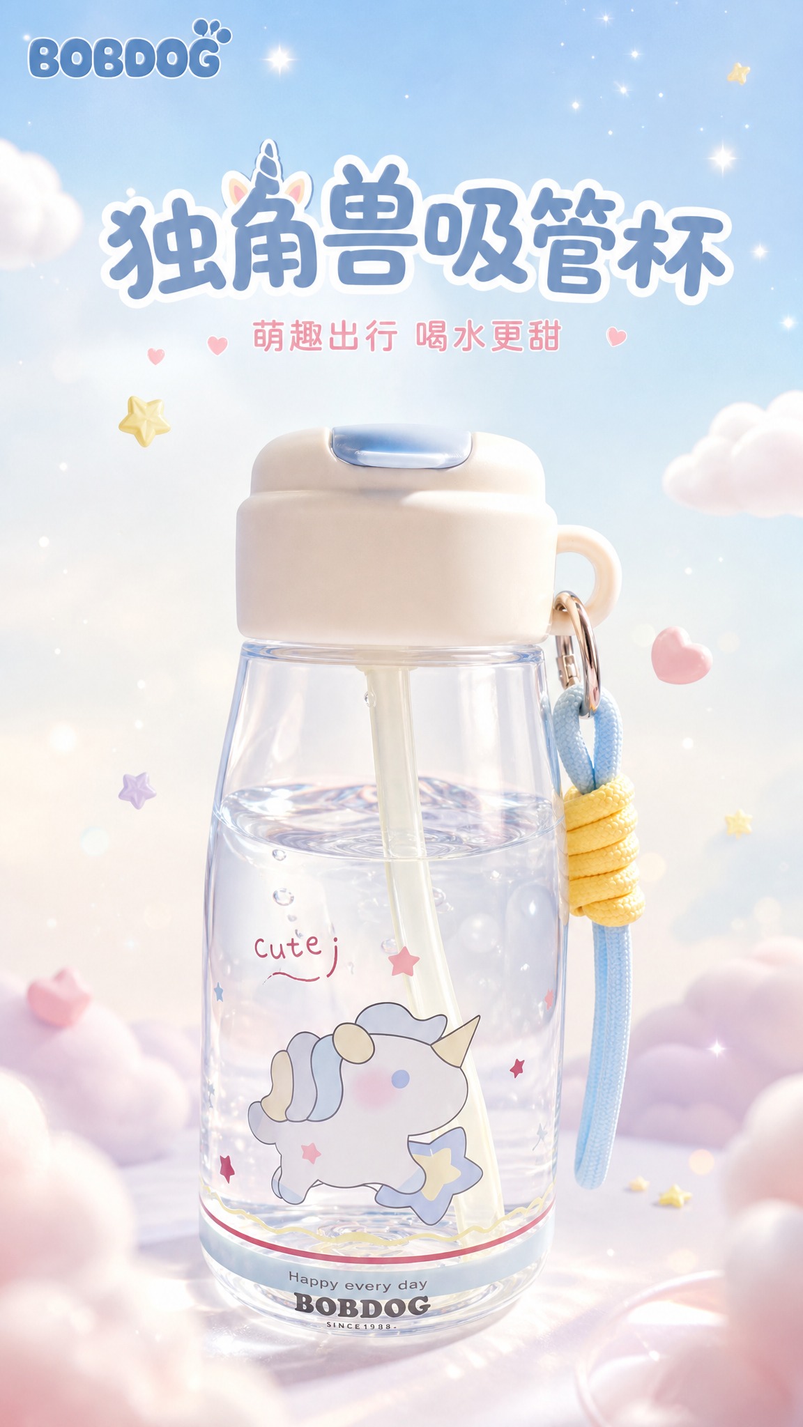 [主图-1] 首图 产品识别与购买欲 梦幻独角兽水杯主视觉。… - 图片创意预览