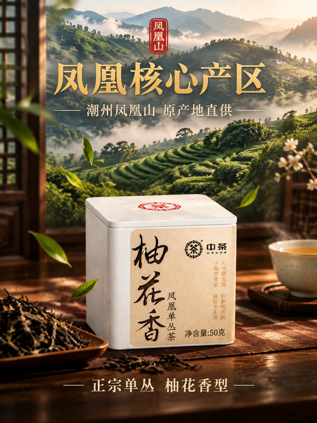 [主图-2 3:4] 产地溯源 中茶柚花香凤凰单丛茶 沉浸式氛… - 图片创意预览