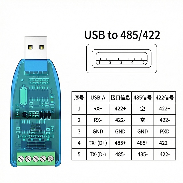 将文字“USB转485/422”中的“转”替换为“to”，即改为“USB to 485/422”