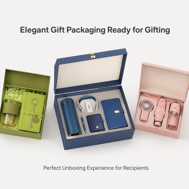 [第3屏] Exquisite Gift Packaging display page, multiple premium packaging designs. [氛围/风格] High-end pr预览效果
