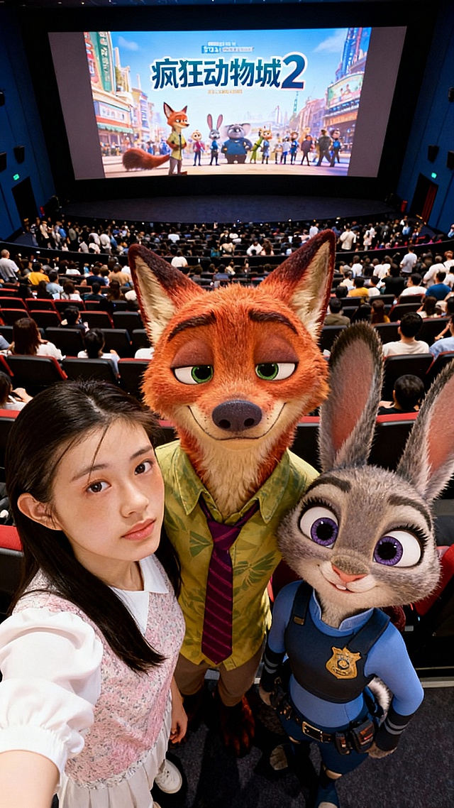 3D卡通风格，拟人化动物角色与真人互动，梦幻色彩搭配趣味场景，展现动漫风与虚拟现实融合的可爱感。