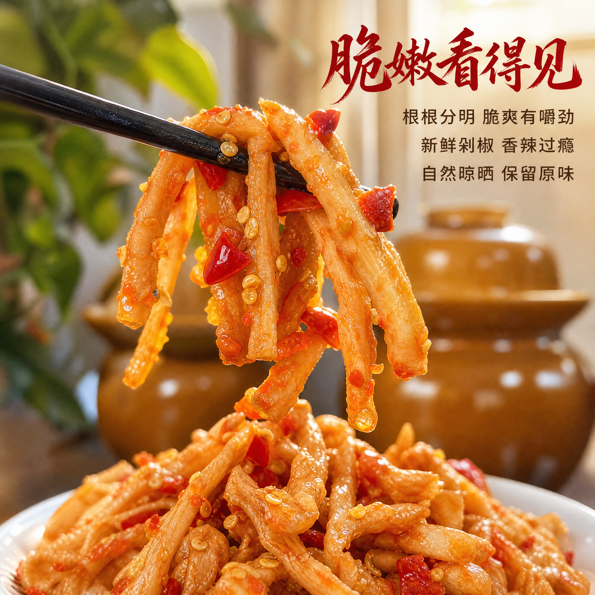 [主图-3] 细节与成分微距展示，突出萝卜条的脆嫩真实纹理与剁… - 图片创意预览