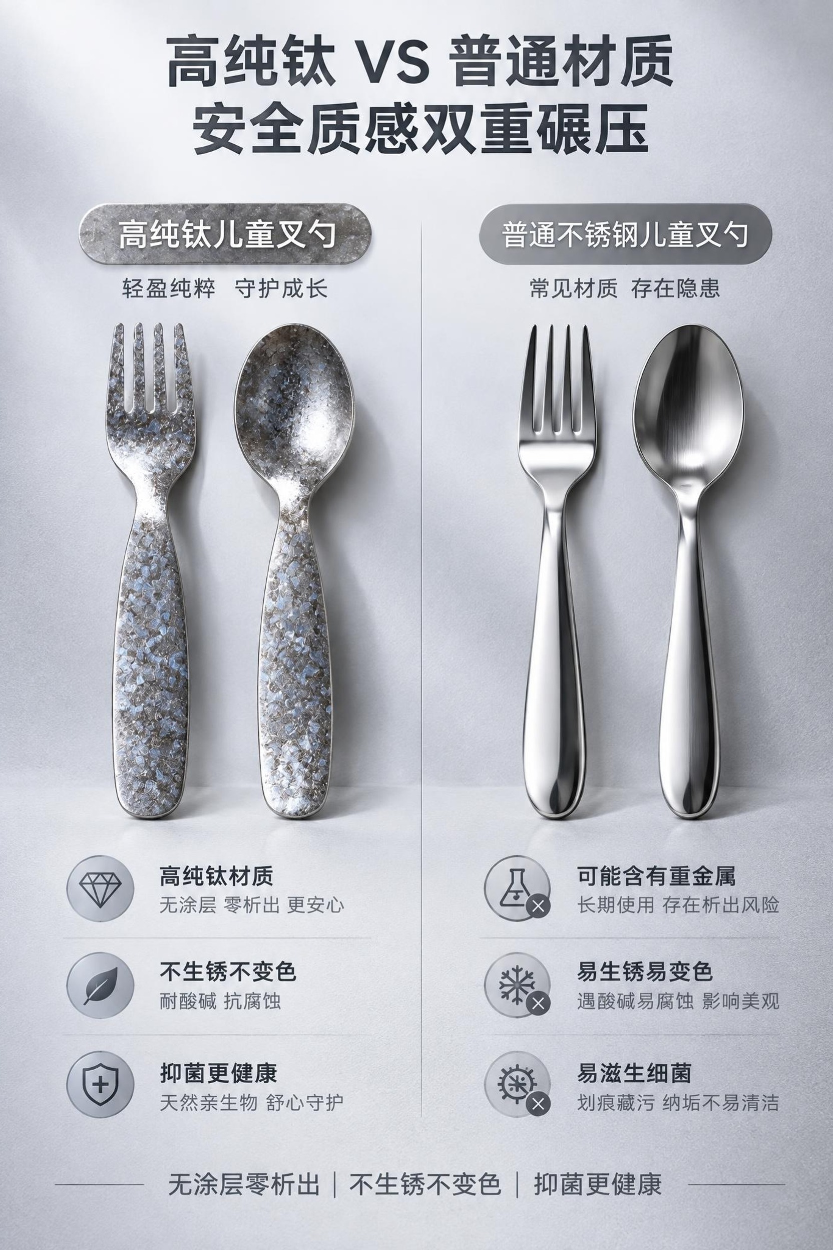 [商品] 使用上传的儿童纯钛叉勺产品图；左侧纯钛叉勺保留13c… - 图片创意预览