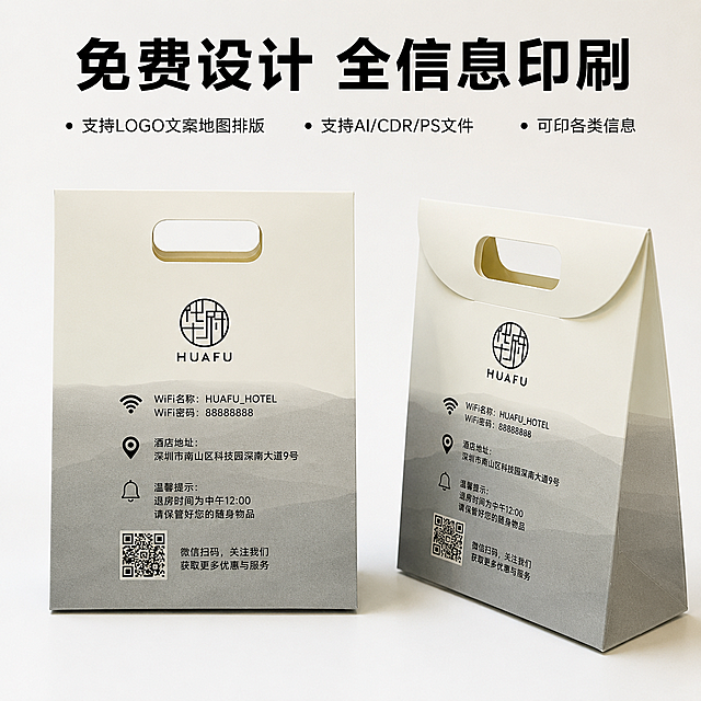 「图片1」「图片1」「图片1」「图片1」，生成一套主图（4张），商品名称是手提袋，卖点是1 支持多色 / 工艺定制，细腻渐变工艺，还原海浪 / 远山高级感，免费设计：LOGO / 文案 / 地图排版，支持 AI/CDR/PS 文件 2. 高清印刷：色彩还原度高，不偏色、不晕染 3. 工艺可选：烫金 / 烫银 / UV / 压纹，提升质感 4. 信息印刷：可印 WiFi 密码 / 地址 / 温馨提示 / 二维码适配1688平台，主图比例为1:1
