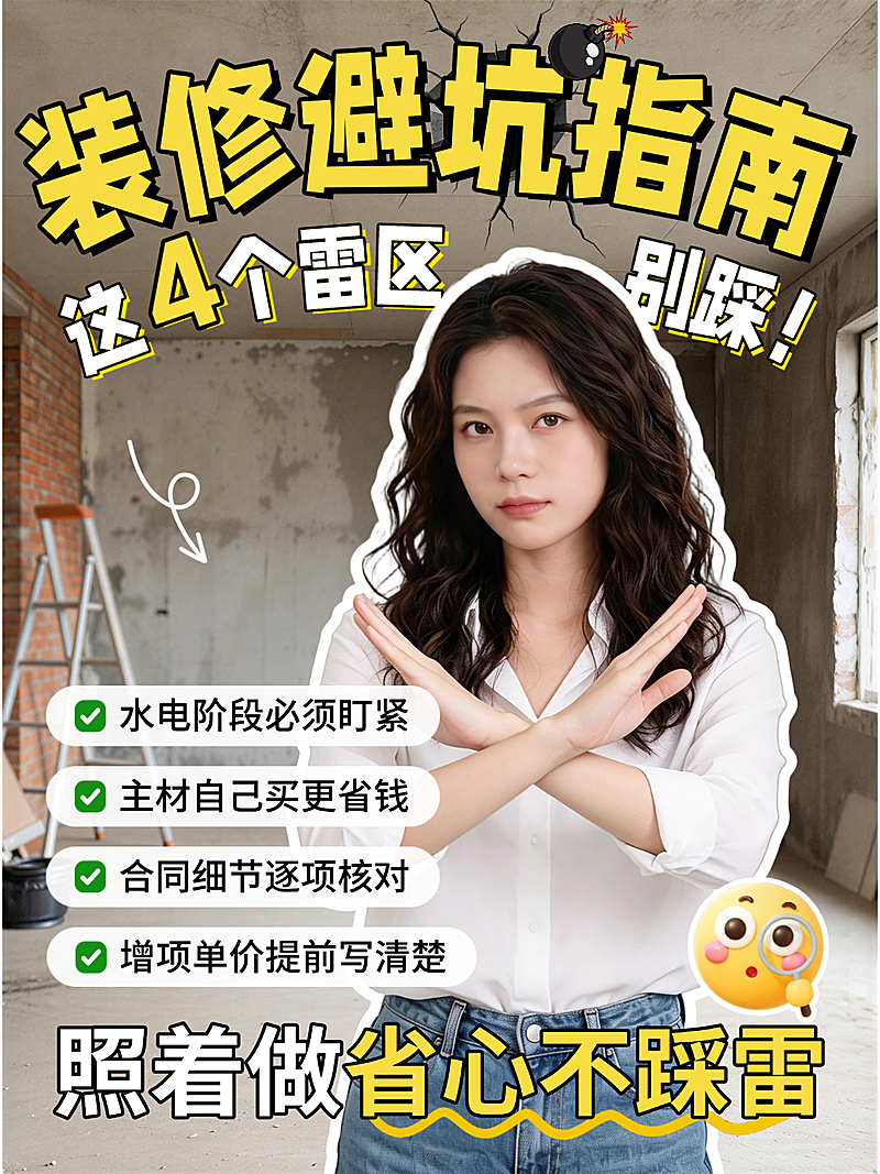 家居装修避坑指南人像小红书封面