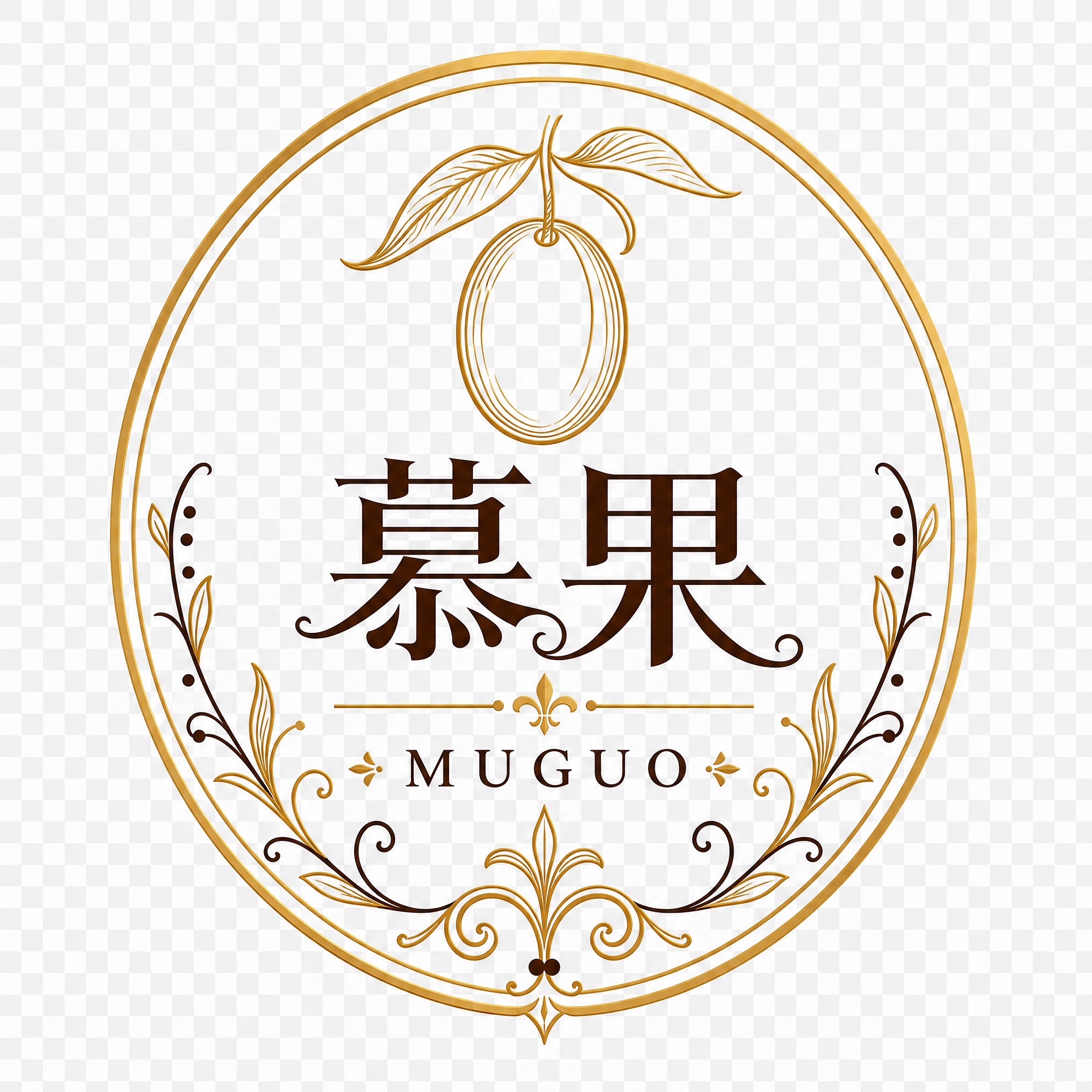 在现有圆形徽章框架的基础上优化，保留顶部果实叶子和底部卷草花纹… - 图片创意预览