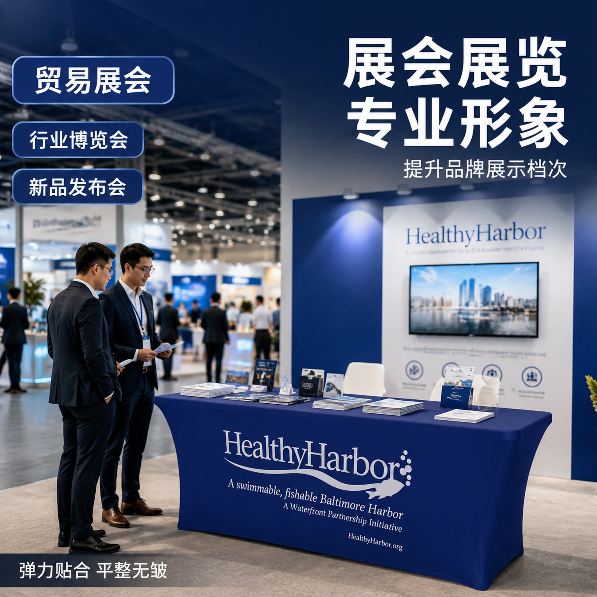 [主图-2] 贸易展会行业博览会场景展示，桌布专业形象。 [氛… - 图片创意预览