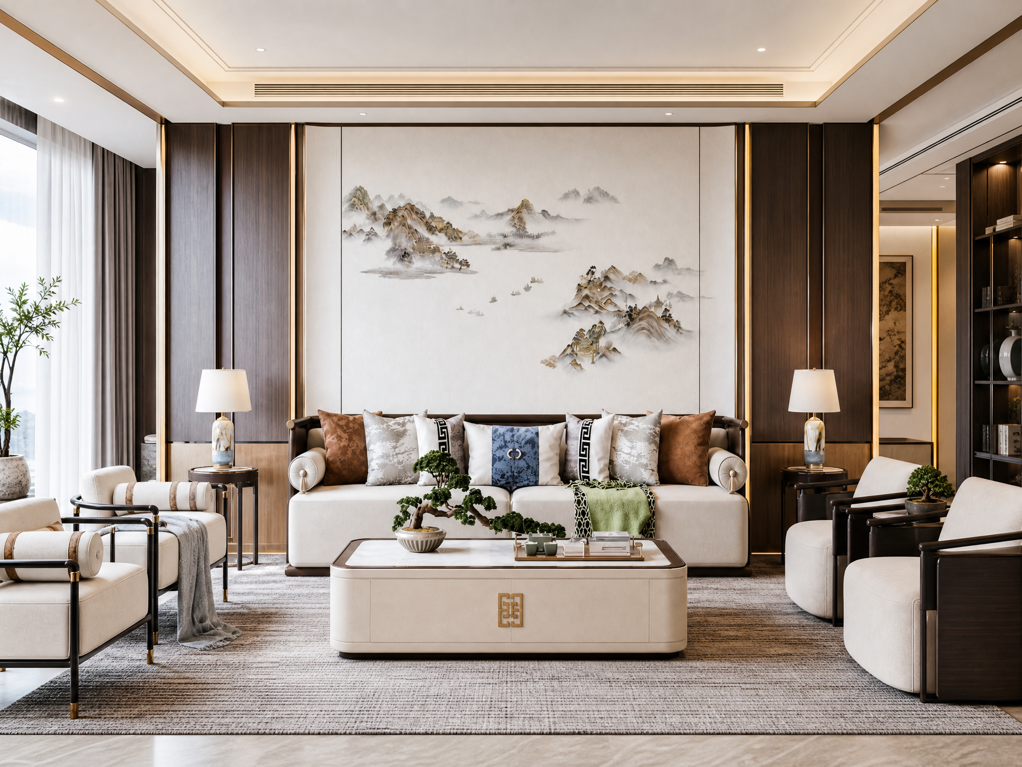 将参考图中的刺绣硬包背景墙图案完整保留，图案颜色和细节完全不变… - 图片创意预览