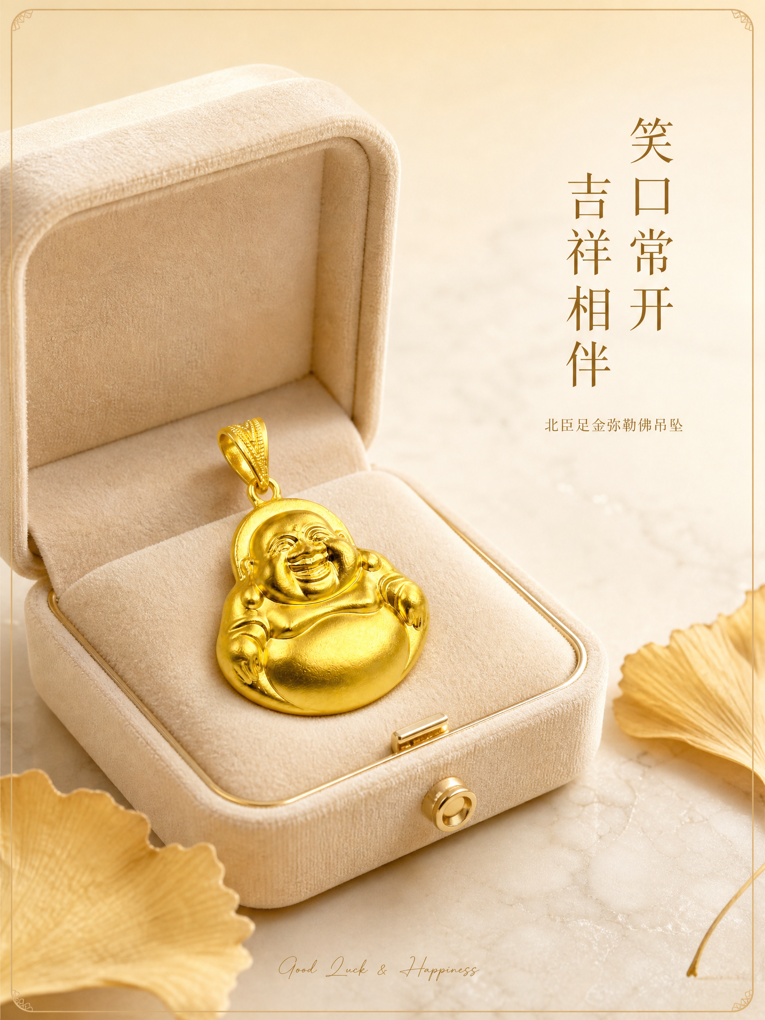 [主图-3] 北臣足金弥勒佛吊坠 细节展示与礼赠价值。 [统一… - 图片创意预览