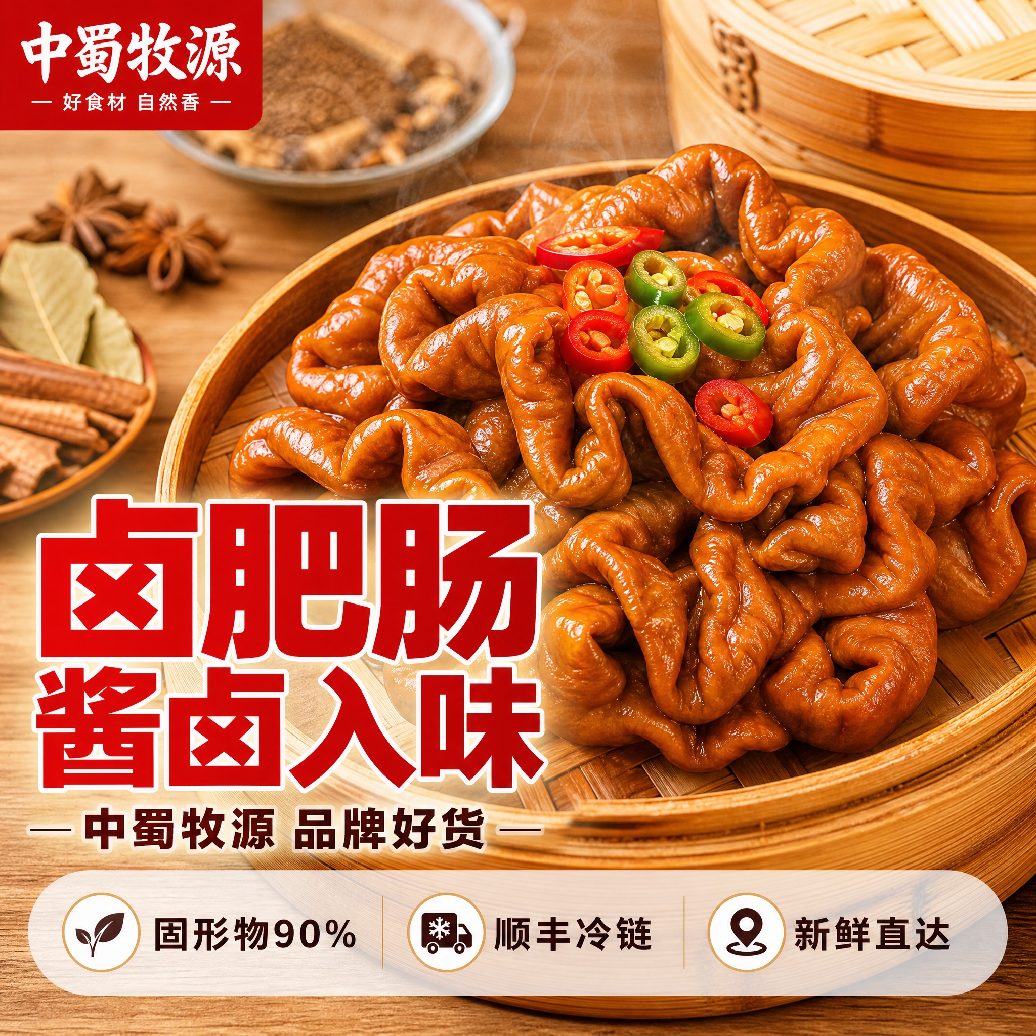 [主图-1] 首图点击率 中蜀牧源卤肥肠 突出食欲感与品牌 拼… - 图片创意预览