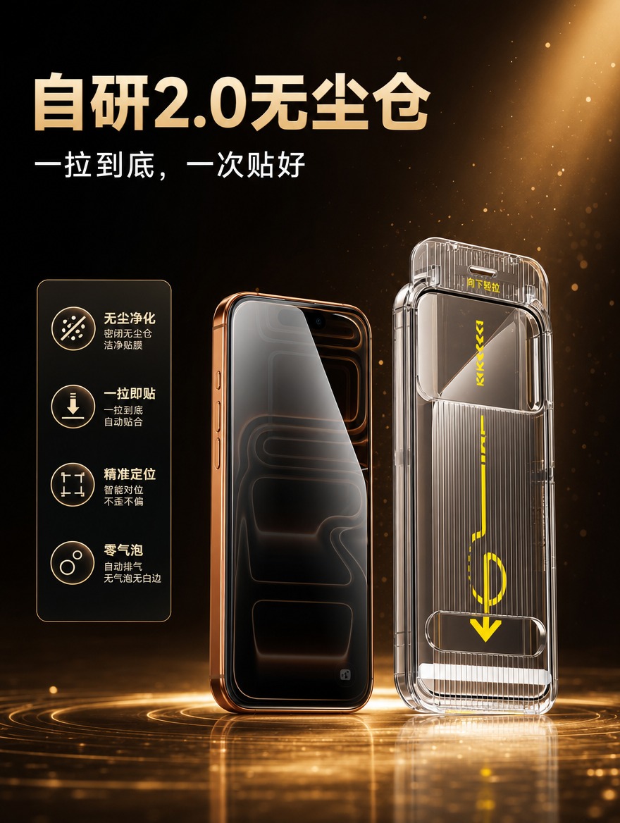 [商品] 使用【图1】中的手机钢化膜产品及无尘仓贴膜器；保留手… - 图片创意预览