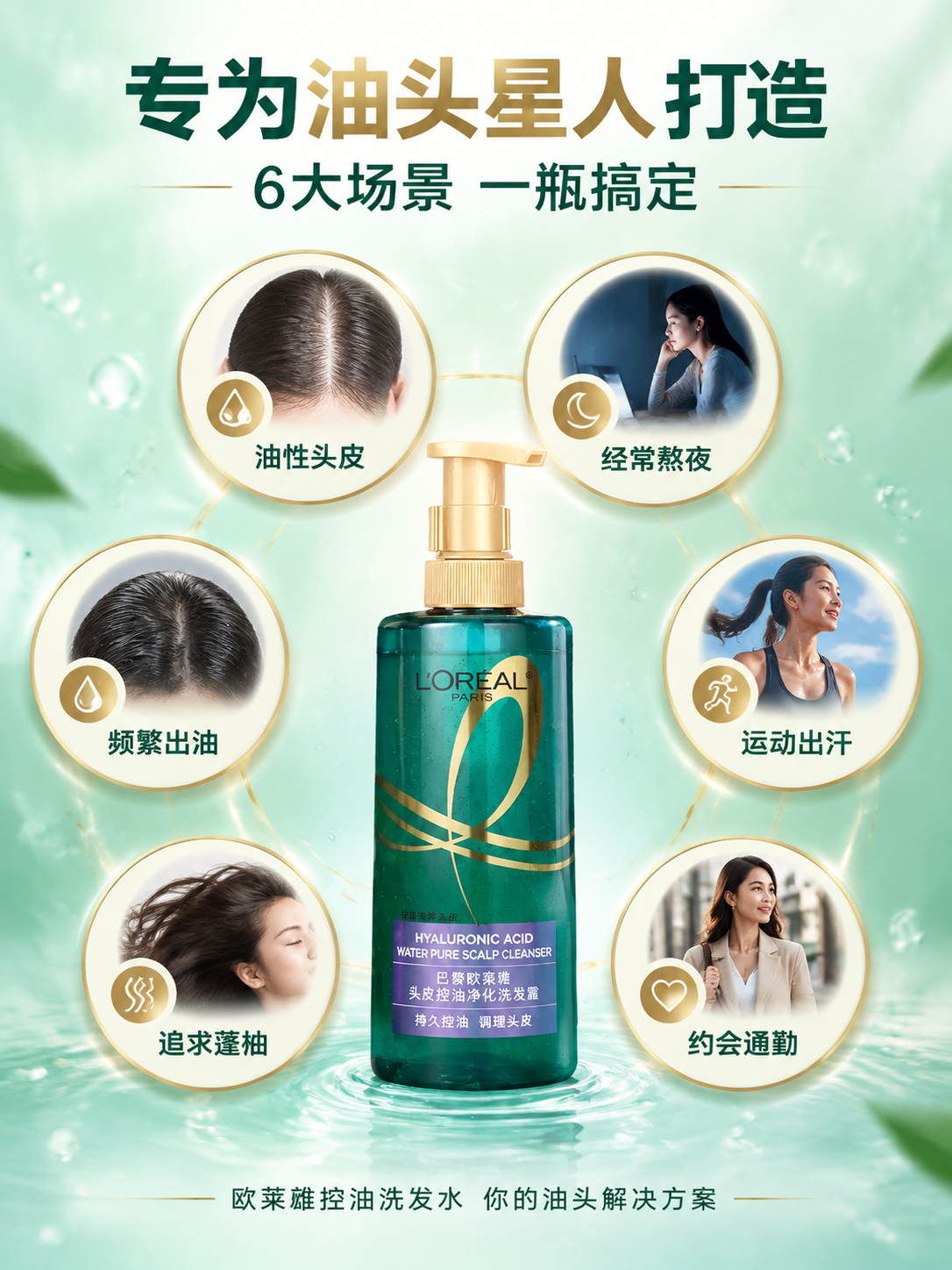 [商品] 使用【图1】欧莱雅头皮控油净化洗发露；保留深青绿透明… - 图片创意预览