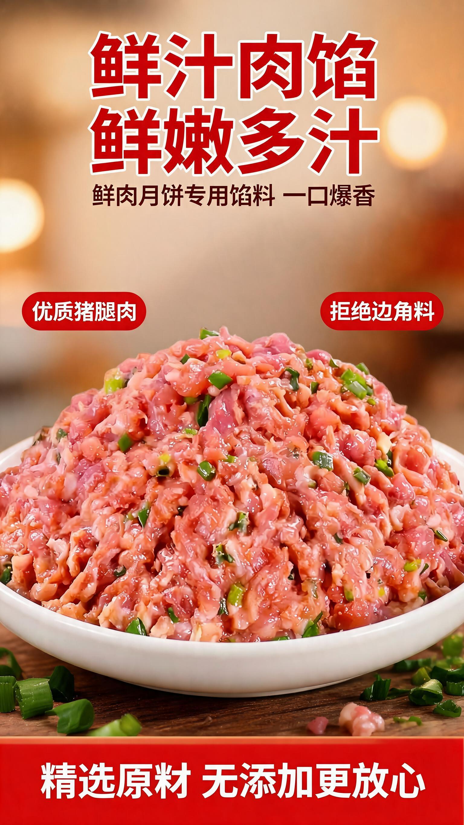 [商品] 使用【图1】鲜汁肉馅（鲜肉月饼馅料），盛放在白色圆碗… - 图片创意预览