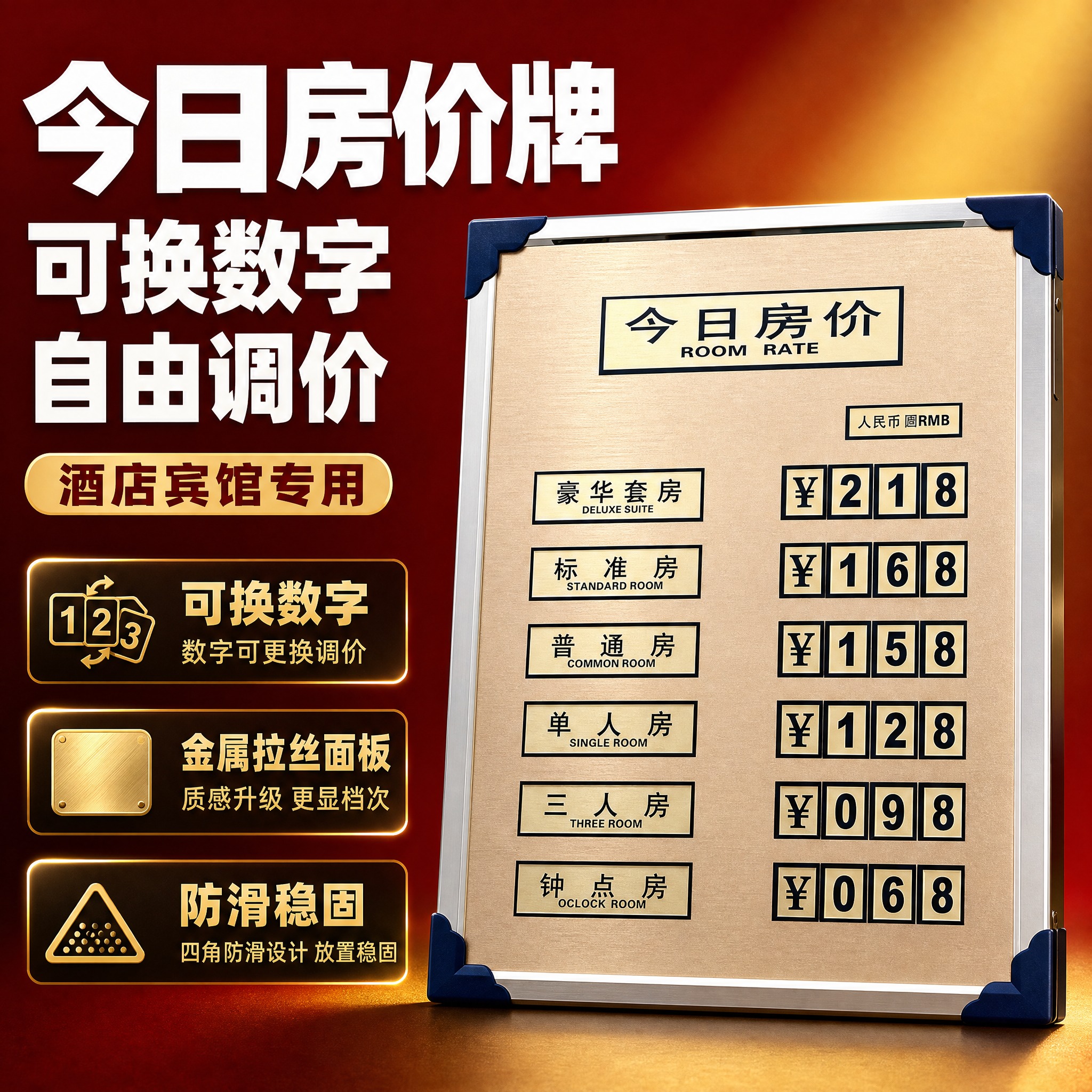[主图-1] 首图点击率 酒店今日房价牌产品主图 突出可换数字… - 图片创意预览
