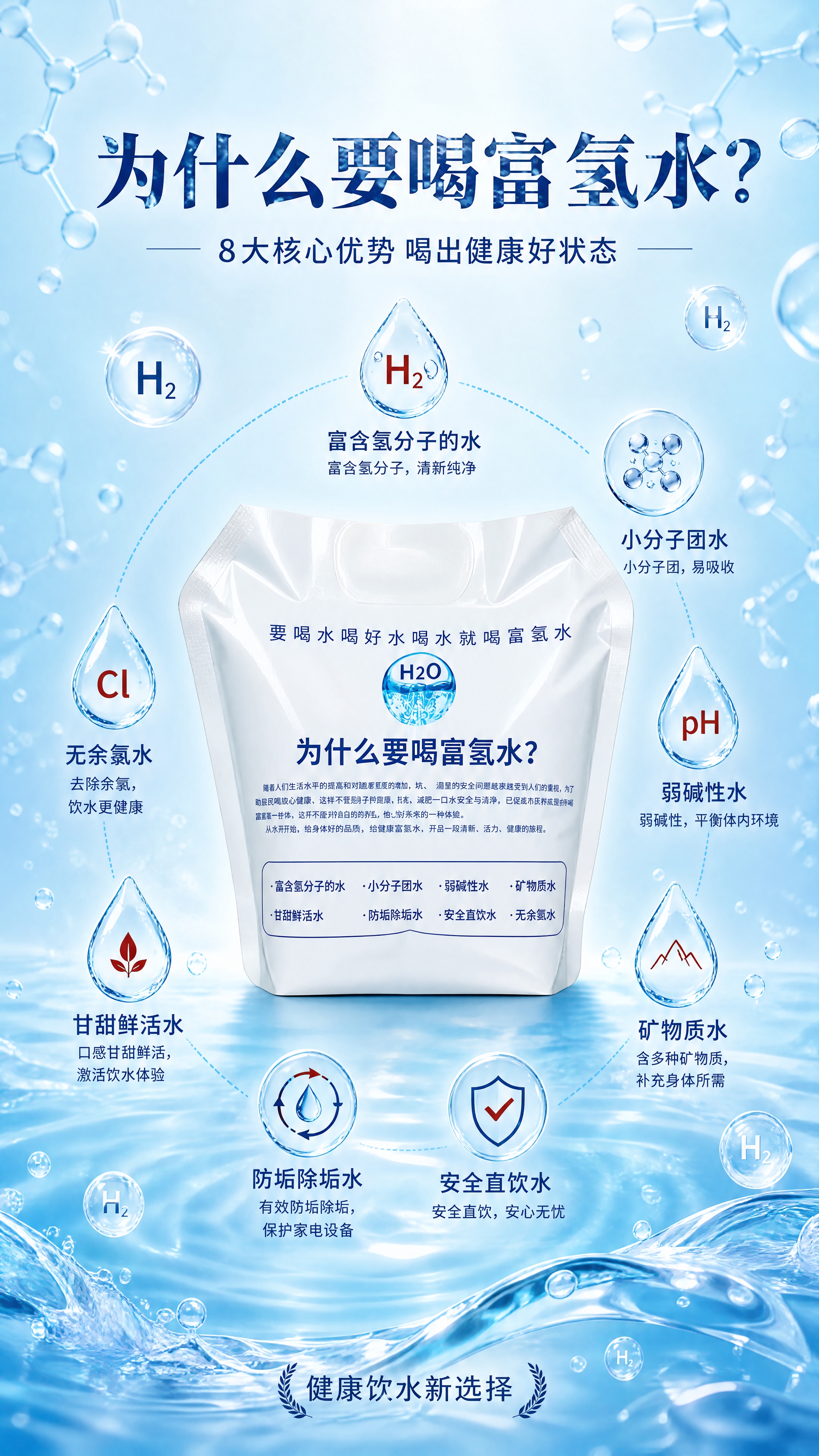 [商品] 使用【图6】富氢水袋装背面（含8大卖点文字面）；保留… - 图片创意预览