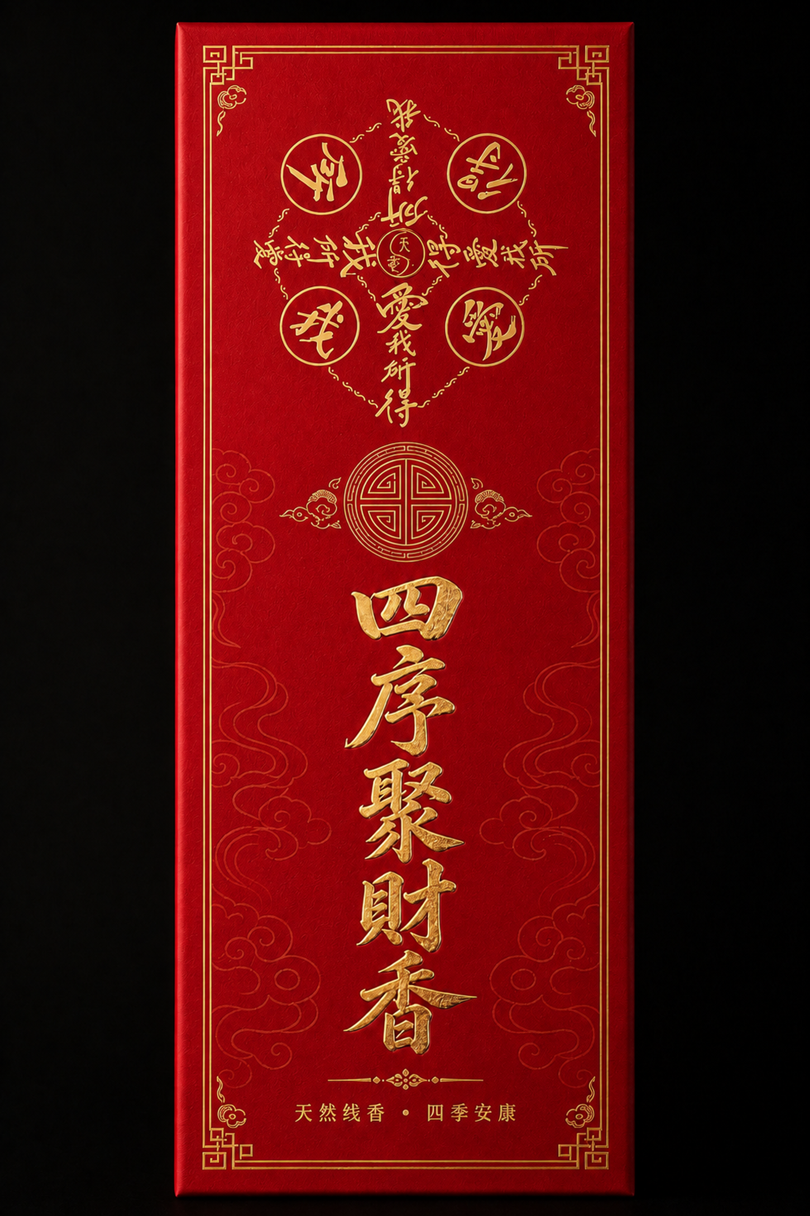 将参考图中的线香包装设计，底色从玄黑色改为深红色/中国红色，保… - 图片创意预览