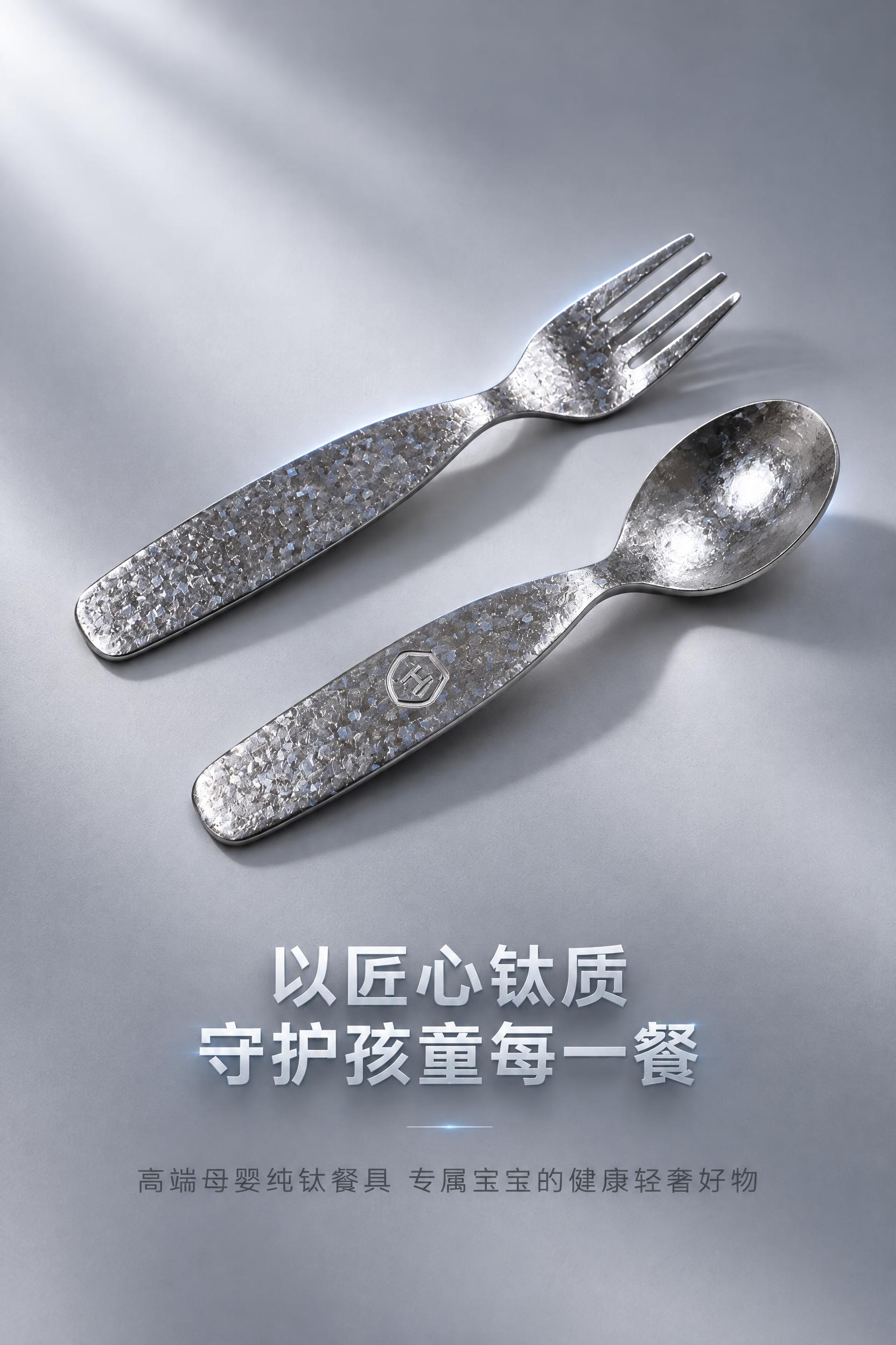 [商品] 使用上传的儿童纯钛叉勺套装产品图；保留13cm×3.… - 图片创意预览