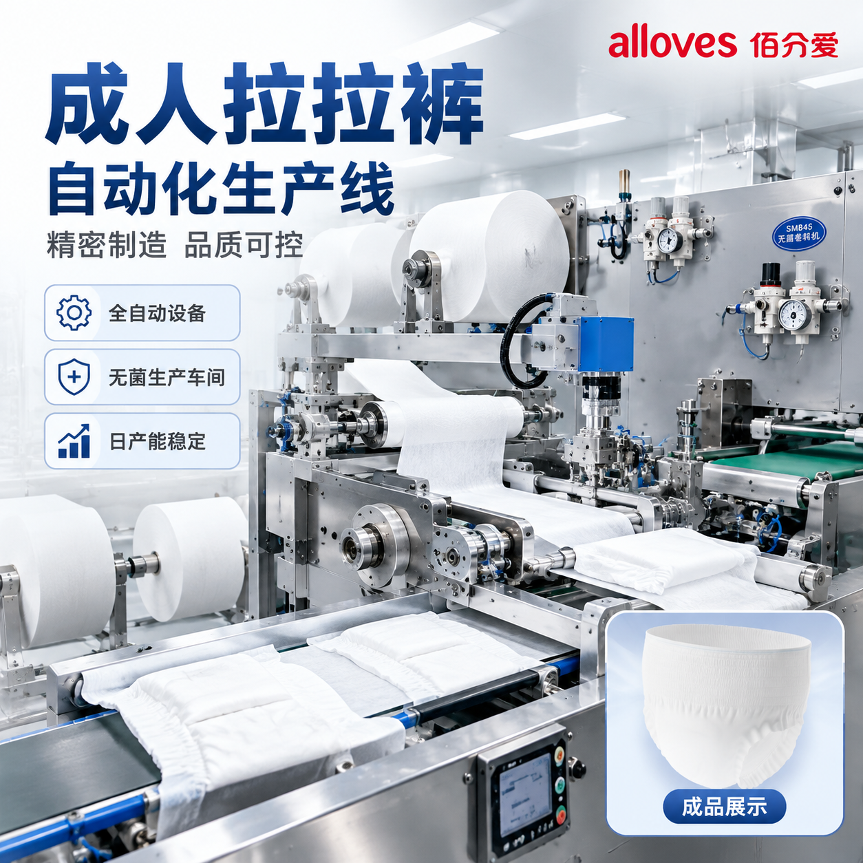 [主图-2] 成人拉拉裤自动化生产线实力展示图，突出生产设备与… - 图片创意预览