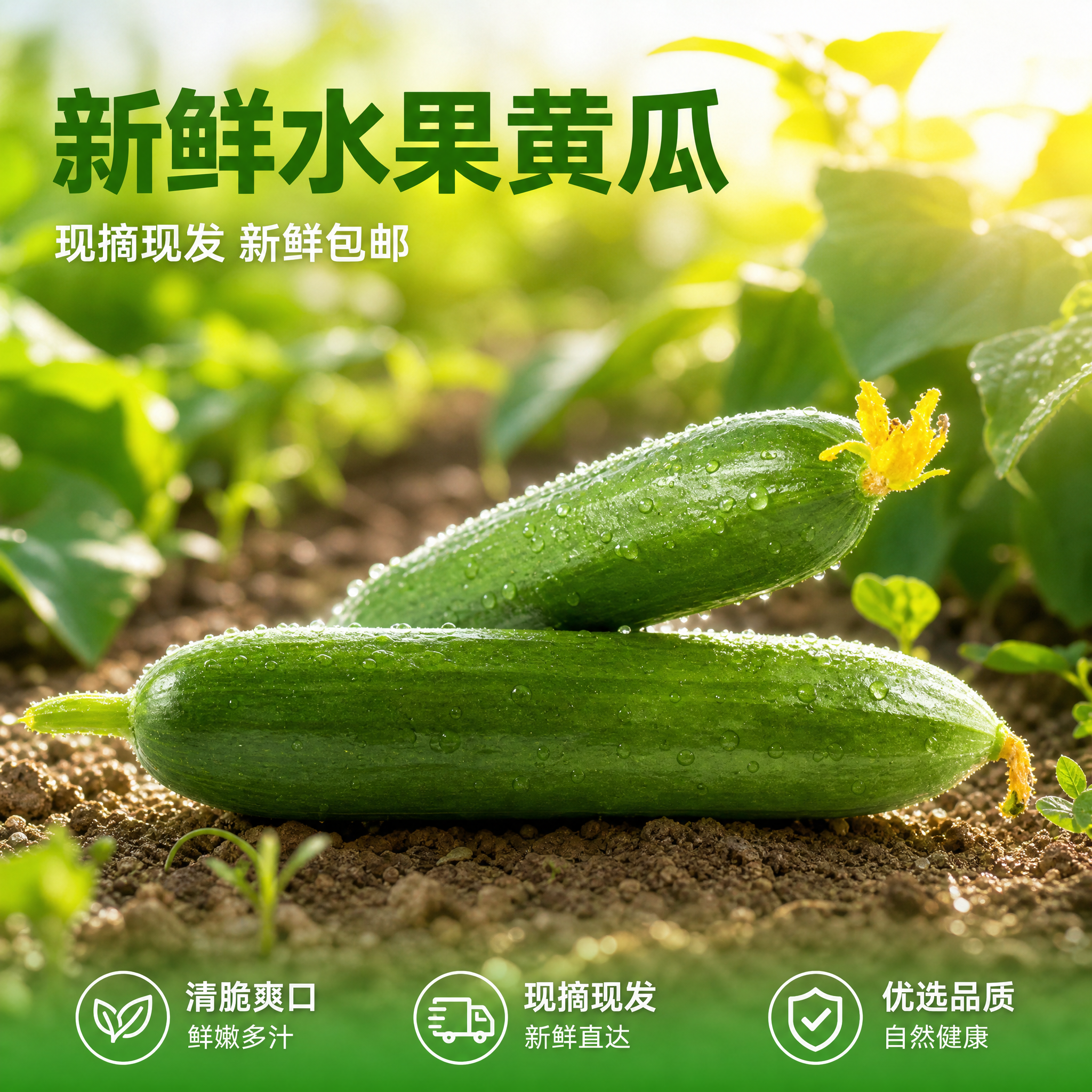 「图片1」，生成一套主图（8张），商品名称是水果黄瓜，卖点是新… - 图片创意预览