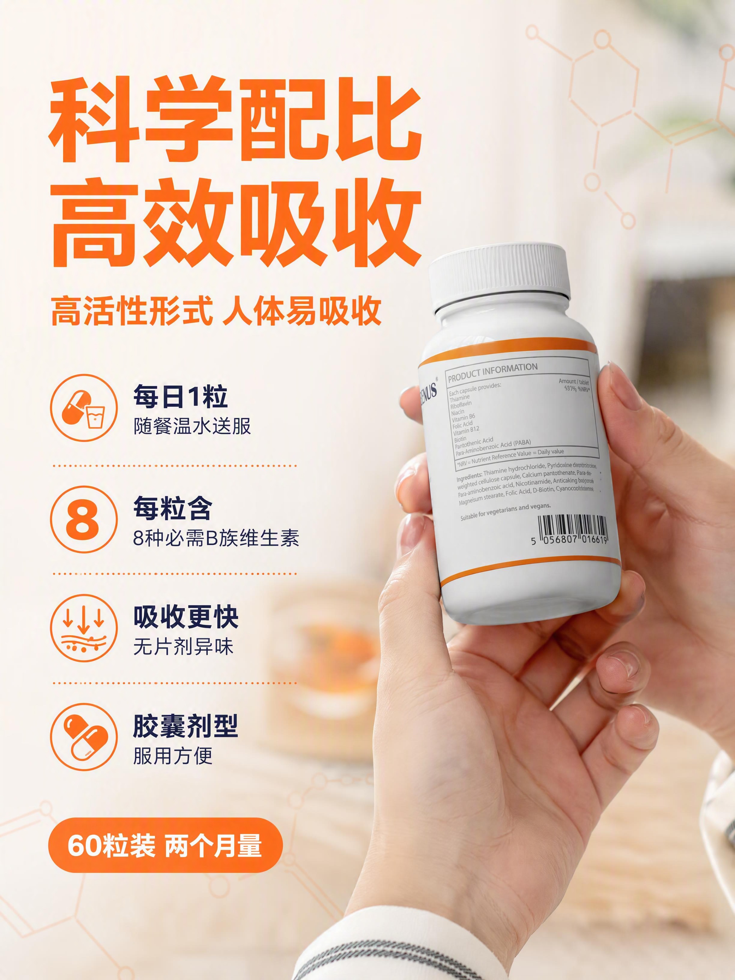 电商详情页服用方式与吸收优势图，URENUS B-50复合维生… - 图片创意预览