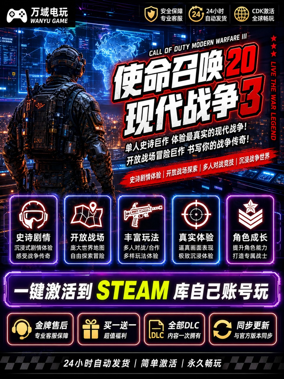 游戏CDK商品主图，3:4竖版，赛博霓虹电玩风格，深色科技背景… - 图片创意预览