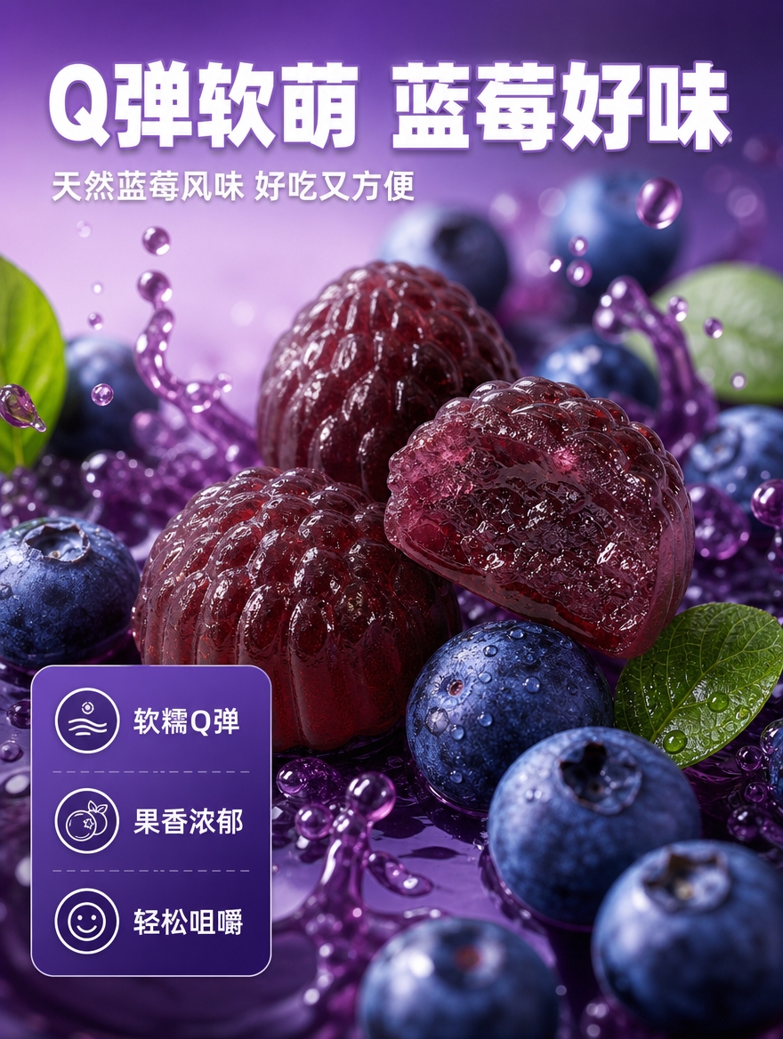 [商品] 使用【图3】紫红色软糖产品图；保留软糖的松塔造型、深… - 图片创意预览