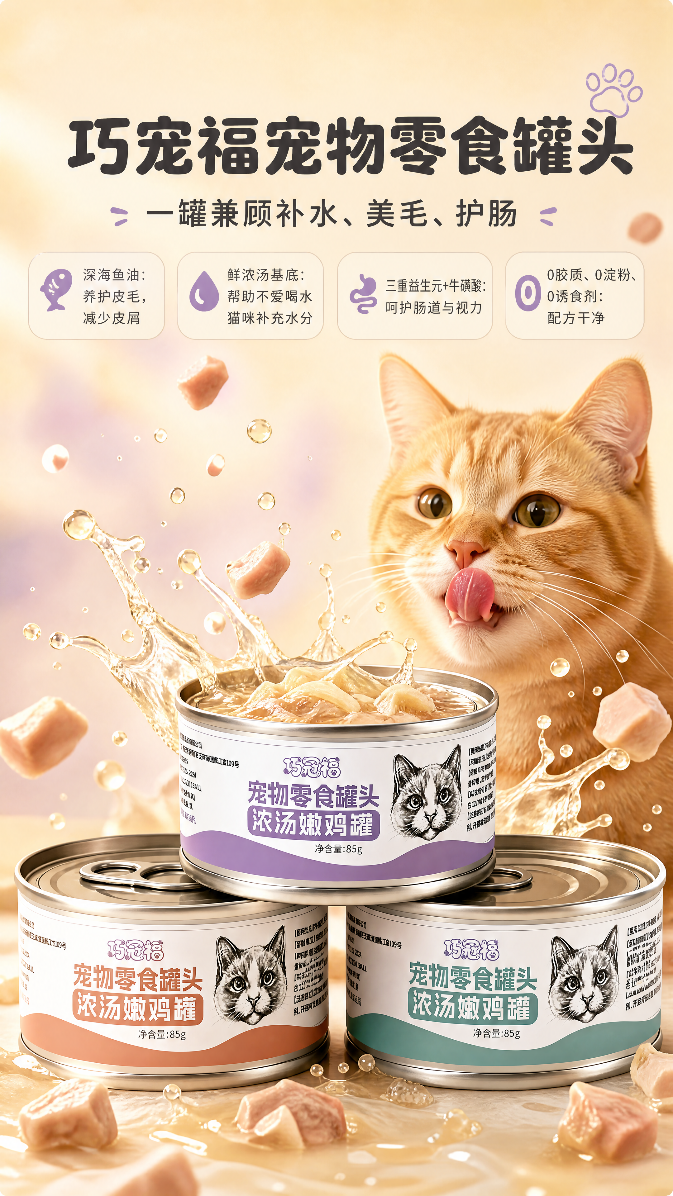 [商品] 使用【图1】巧宠福宠物零食罐头（浓汤嫩鸡罐）；保留银… - 图片创意预览
