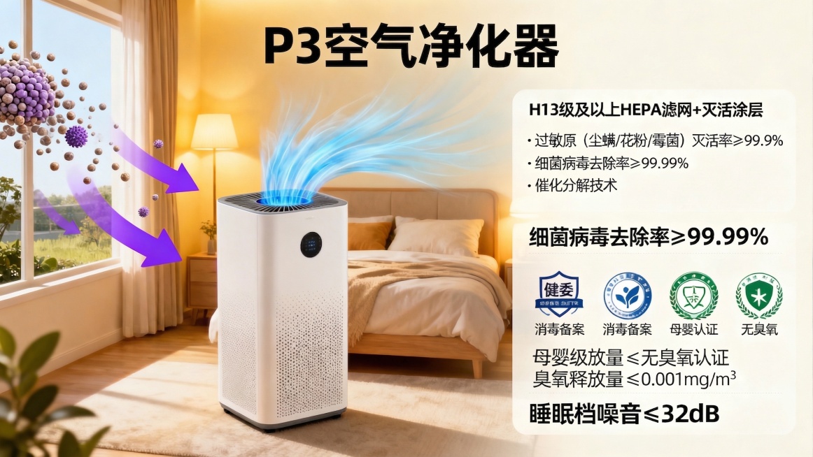 保留整张图片所有内容和抵御花粉效果不变，去掉产品内部展示滤网拦截颗粒的可视化效果，优化所有文字字体排列，让排版更整齐美观协调预览效果