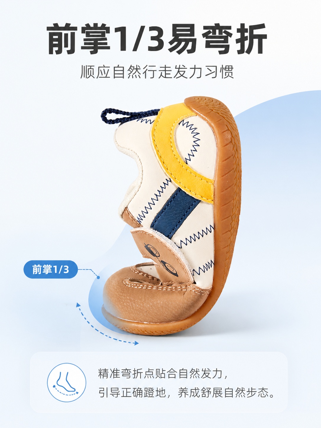 [第1屏] 前掌1/3易弯折卖点解说图，儿童科学分段弯折护足鞋… - 图片创意预览