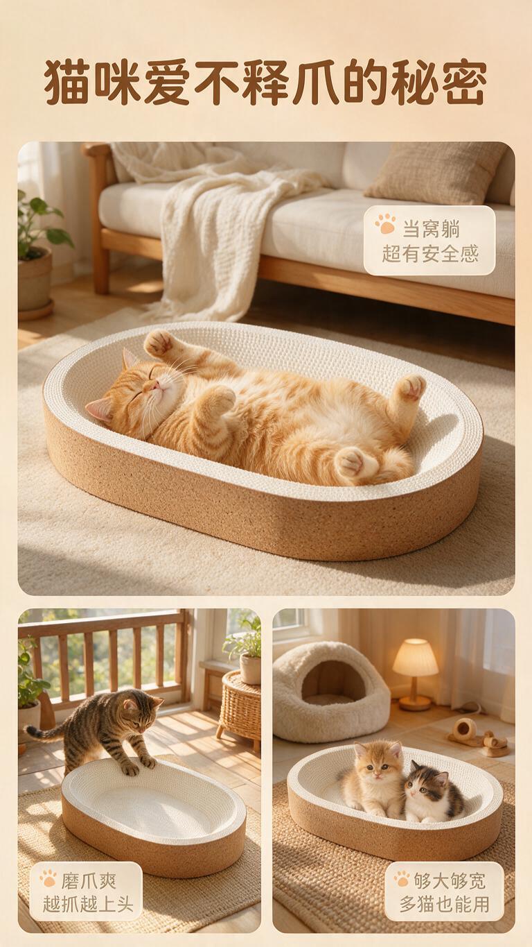 [商品] 使用【图2】椭圆碗形软木猫薄荷白牛卡猫抓板；保留椭圆… - 图片创意预览