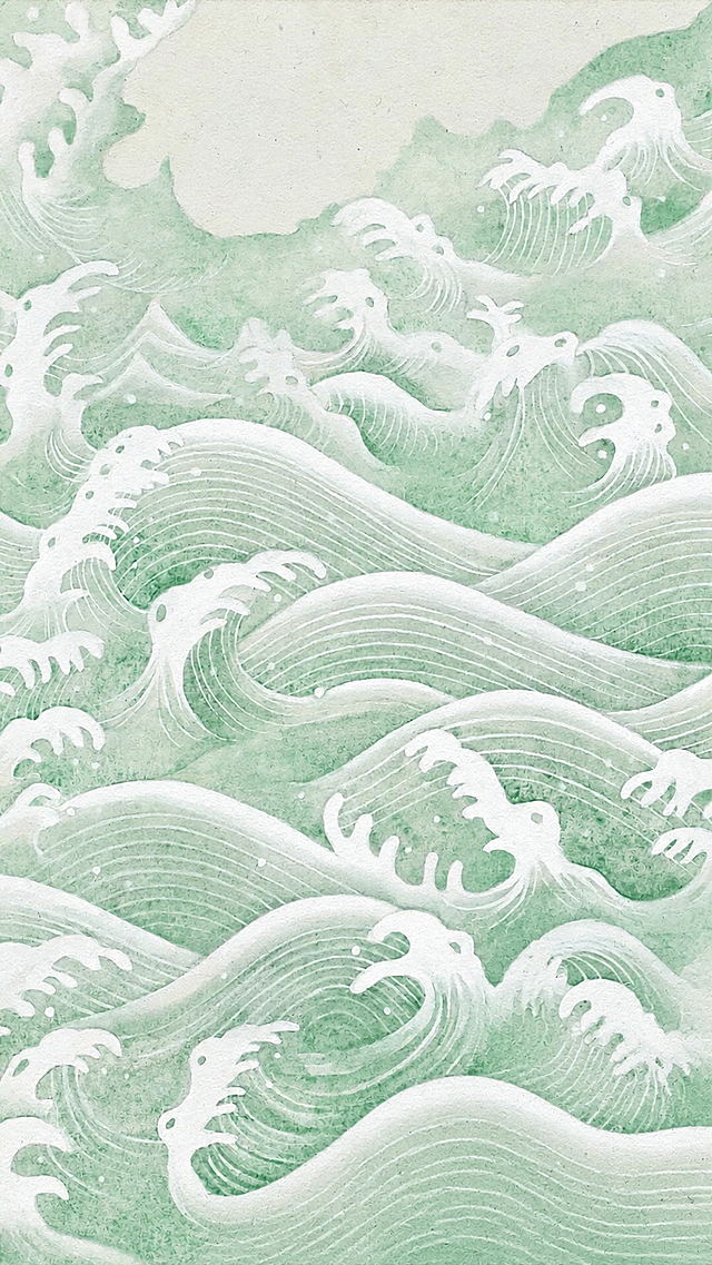 参考原图风格，只保留水浪，去掉所有文字和枫叶