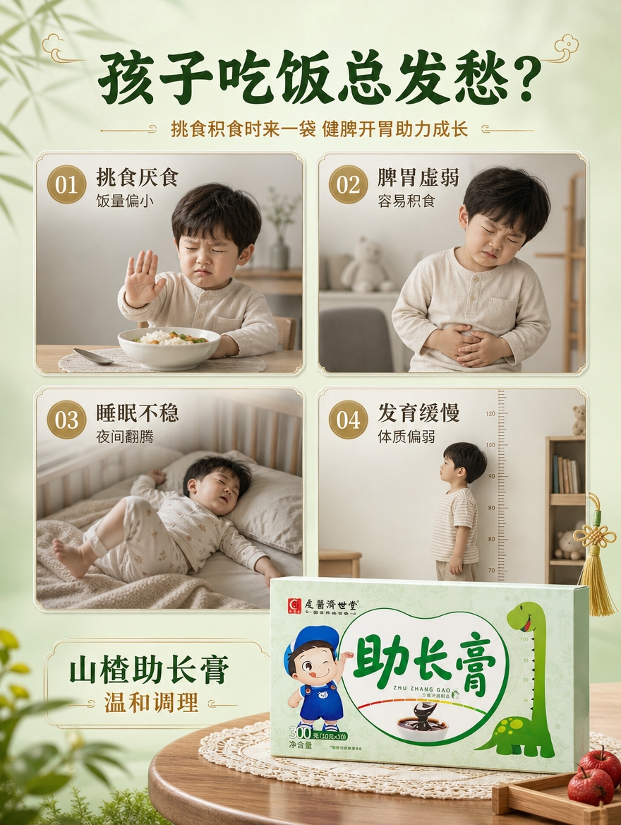 [商品] 使用【图3】山楂助长膏外盒作为右下角解决方案产品露出… - 图片创意预览
