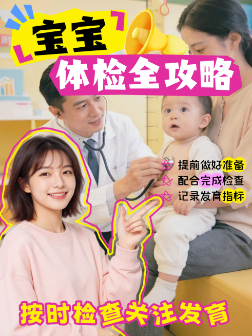 母婴亲子服务宝宝体检全攻略分享人像小红书封面预览效果
