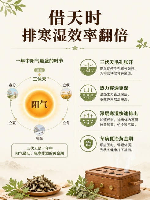「图片1」使用图
再加几张三伏用灸箱的好处「图片1」
1. 借天时，排寒湿效率翻倍
三伏天是一年中阳气最盛、人体毛孔腠理完全张开的时期。此时使用灸箱，其聚拢的持续热力能穿透经络、脏腑深处，将体内积压的预览效果