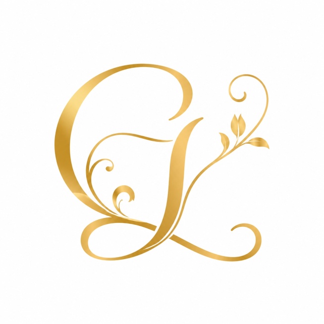 金色字体，纯白色背景，干净的背景，创意圆体字体设计两个字母"C"、"L"，两字母融合为一个整体图形logo构图，将字体进行大幅度抽象变形。两个字母的笔画相互连笔共用融合为一个整体图形，字形被解构重组成预览效果