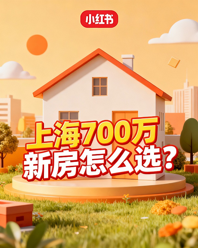 上海700万新房怎么选？以这一文案为元素，生成一张小红书的封面，要求有房子元素。