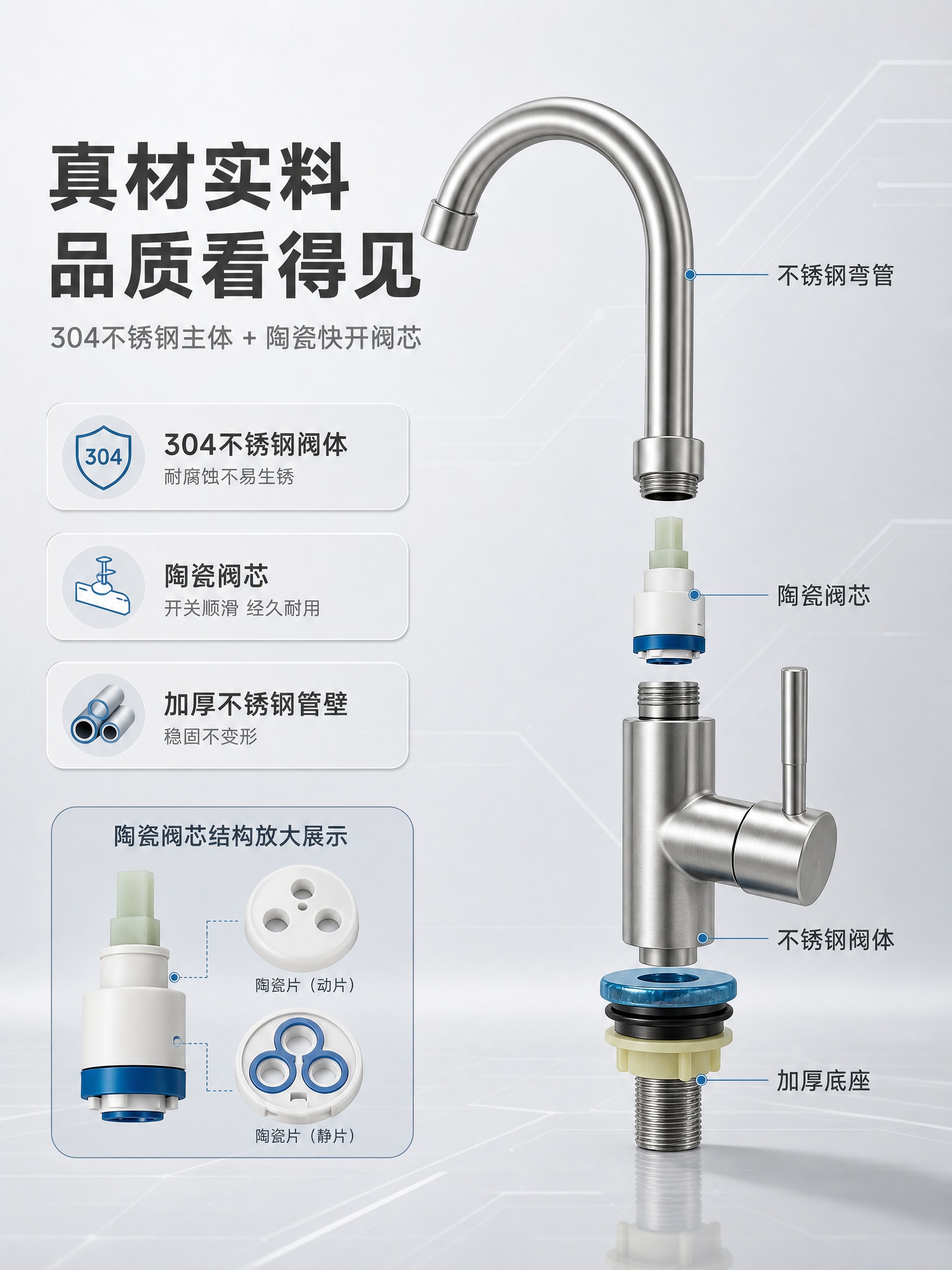 [商品] 使用【图1】304不锈钢单冷水龙头；保留大弯管造型、… - 图片创意预览