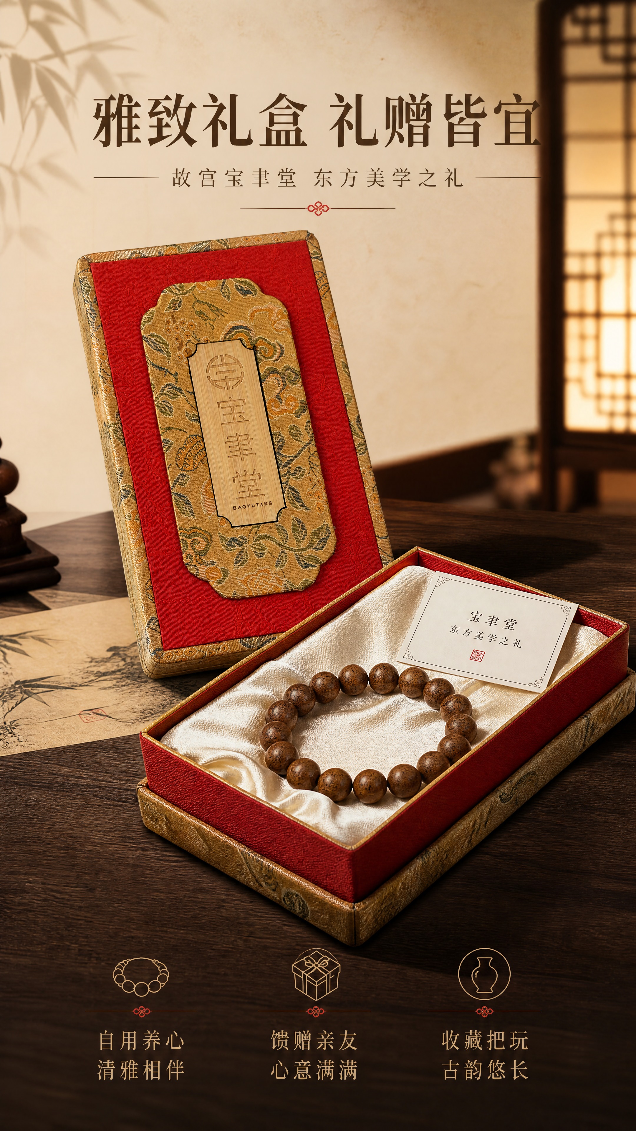 [商品] 使用【图2】故宫宝聿堂织锦木牌礼盒；保留红底+金色织… - 图片创意预览