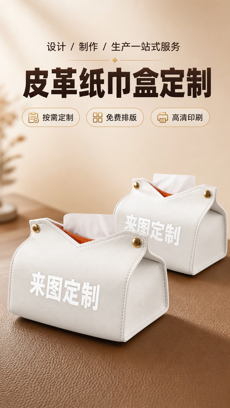 [商品] 使用【图1】白色PU皮革纸巾盒；保留V型开口、金色圆… - 图片创意预览