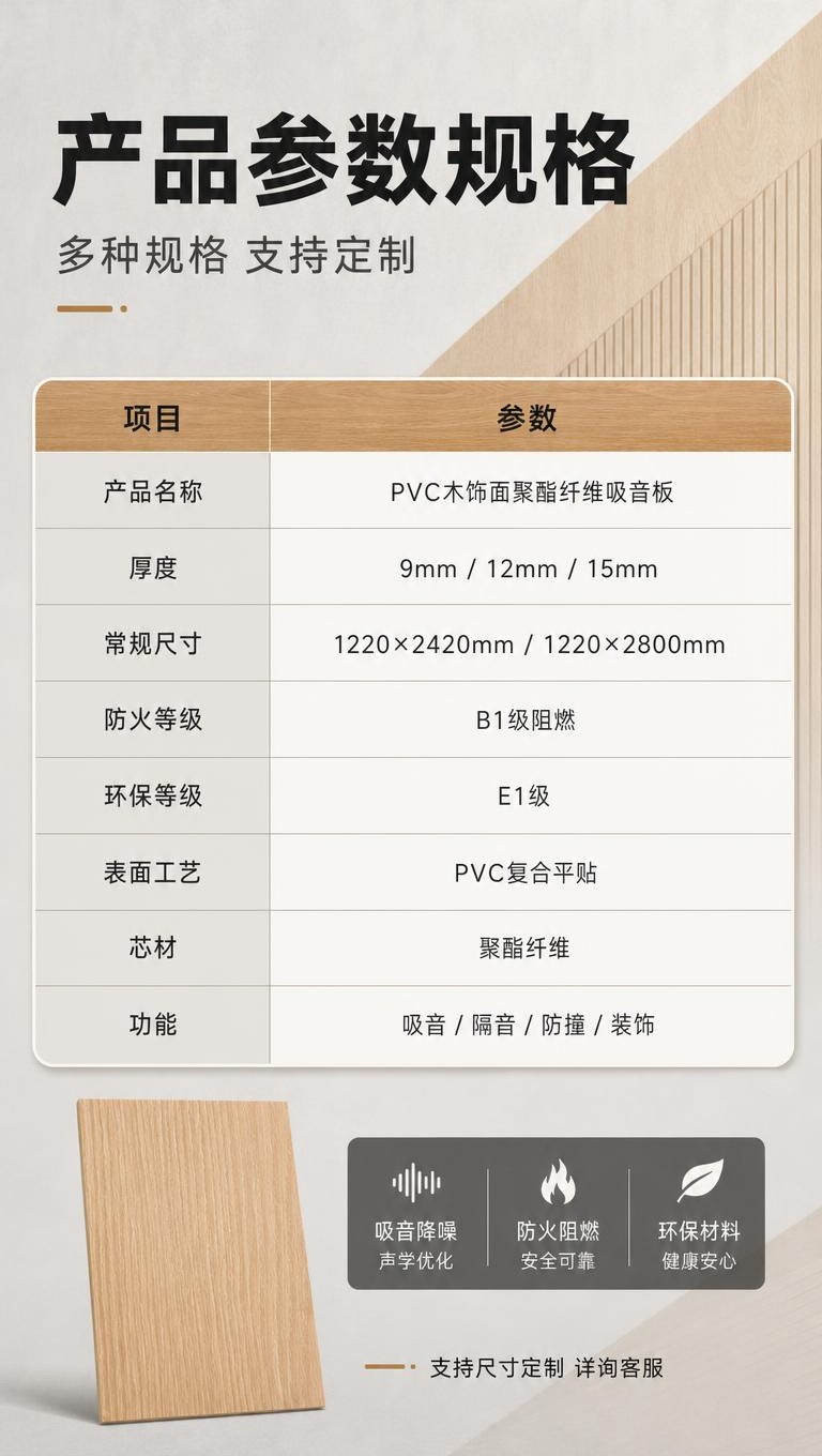 [商品] 使用【图2】正面展示的PVC木饰面吸音板；保留浅橡木… - 图片创意预览