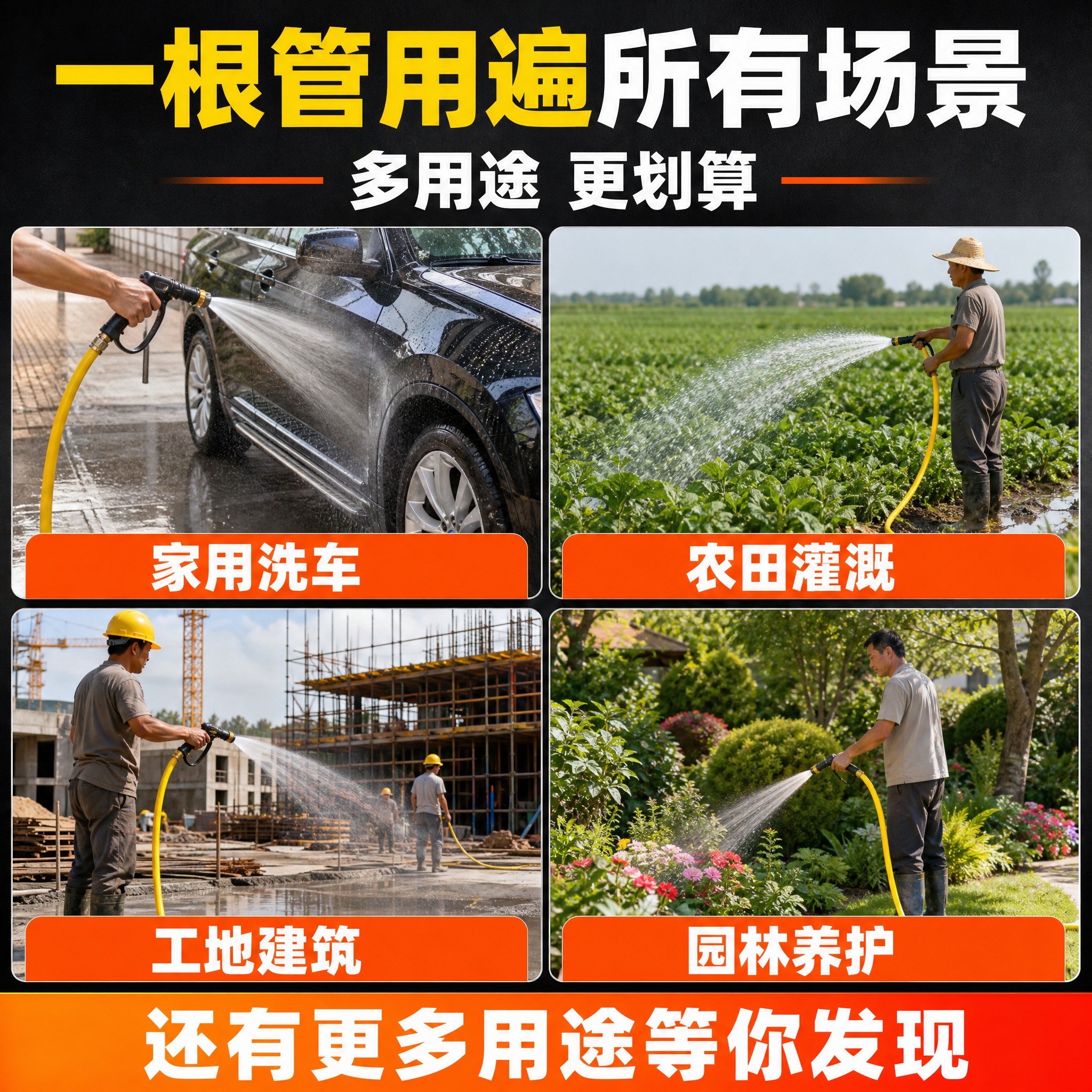 [主图-4] 多场景适用展示，覆盖家用、农用、工地、园林等多种… - 图片创意预览