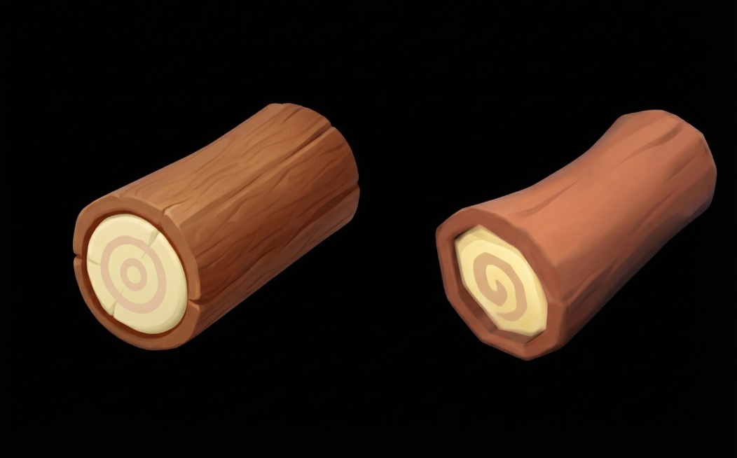 生成一段木头图标，supercell风格，整体呈现简洁的3D卡通效果，C4D渲染质感，光影清晰，背景为纯黑色预览效果