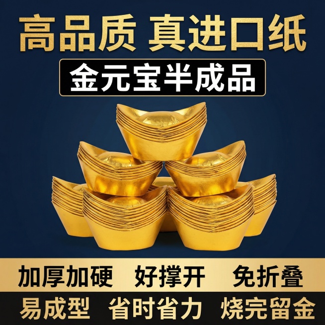 这张图片是产品主体这款产品是金元宝半成品，我需要设计10张主图在拼多多上面售卖 主图场景布局能用到的多场景元素布局显得高级一些，主图场景图背景为：红木桌面  深色纹理木桌  黑色绒布/绸缎打开的古典木预览效果