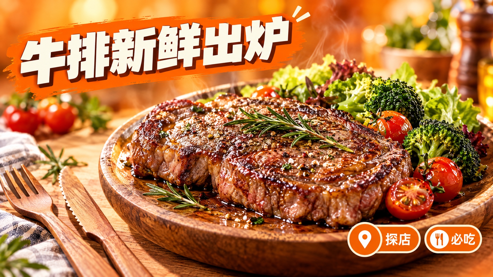 活力美食风格美食摄影画面，暖橙色背景，高饱和度色彩，整体明亮诱… - 图片创意预览